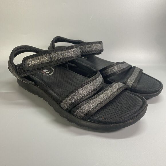 Skechers Slip On Sandals Black Womens Size 8 Simply Stretch Strappy NEW!! - Picture 1 of 10